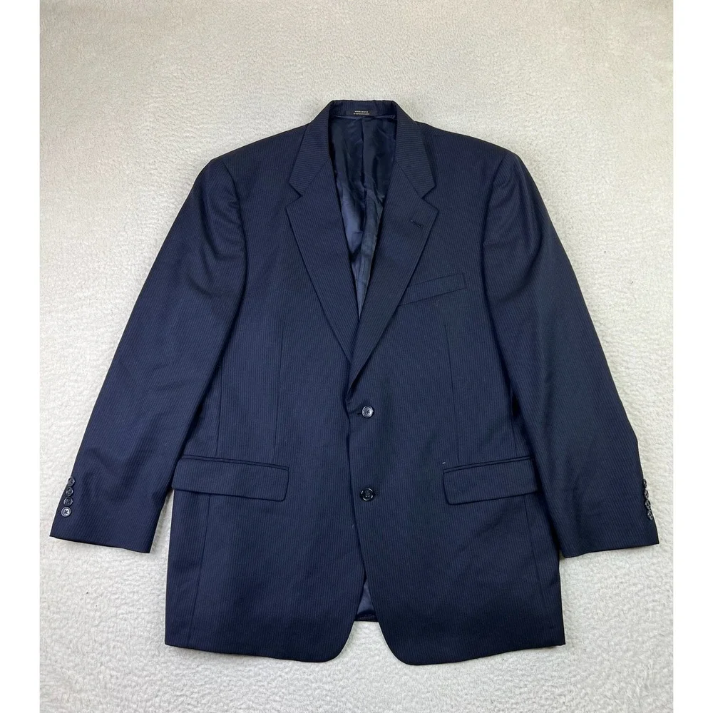 Hart‎ Schaffner Marx Blazer Mens 44R Navy Blue Wool Gold Trumpeter Nordstrom USA